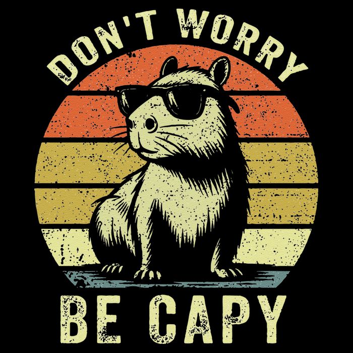 Retro Vintage Funny Capybara Dont Be Worry Be Capy Bucket Hat