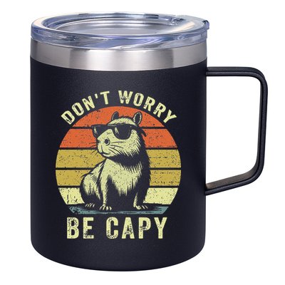 Retro Vintage Funny Capybara Dont Be Worry Be Capy 12oz Stainless Steel Coffee Mug