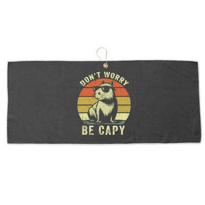 Retro Vintage Funny Capybara Dont Be Worry Be Capy Large Microfiber Waffle Golf Towel