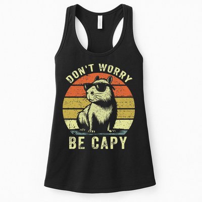 Retro Vintage Funny Capybara Dont Be Worry Be Capy Womens Tank Top