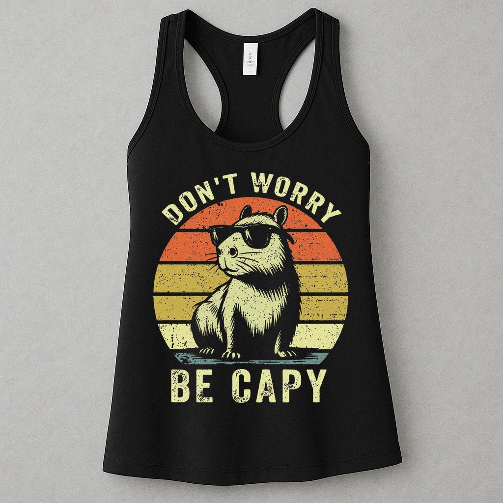 Retro Vintage Funny Capybara Dont Be Worry Be Capy Womens Tank Top