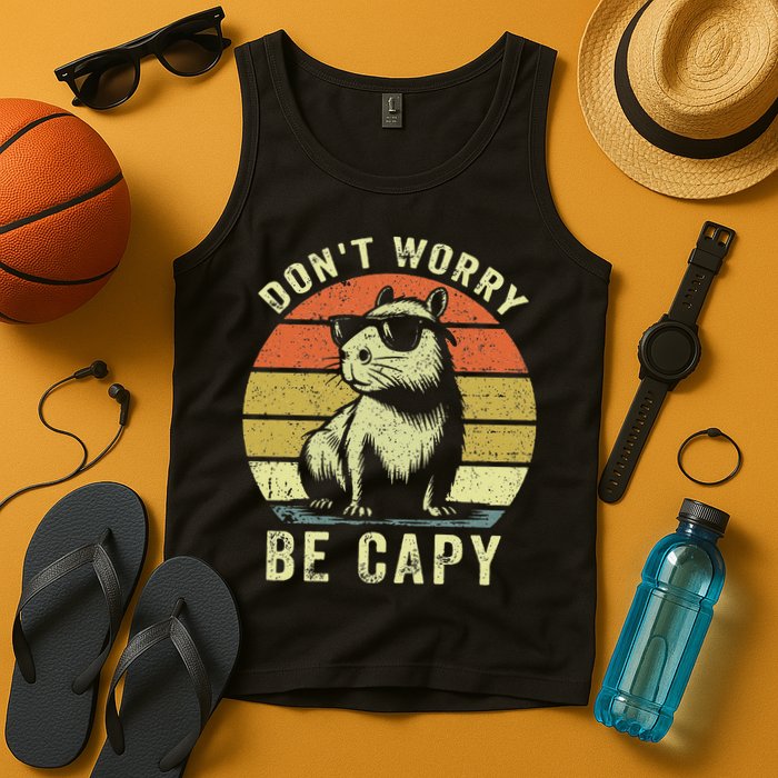 Retro Vintage Funny Capybara Dont Be Worry Be Capy Tank Top
