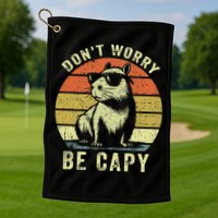 Retro Vintage Funny Capybara Dont Be Worry Be Capy Golf Towel