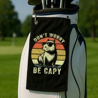 Retro Vintage Funny Capybara Dont Be Worry Be Capy Golf Towel