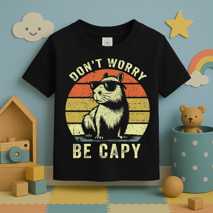Retro Vintage Funny Capybara Dont Be Worry Be Capy Toddler T-Shirt