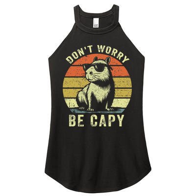 Retro Vintage Funny Capybara Dont Be Worry Be Capy Women's Perfect Tri Rocker Tank