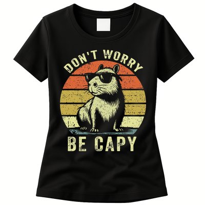 Retro Vintage Funny Capybara Dont Be Worry Be Capy Womens T-Shirt