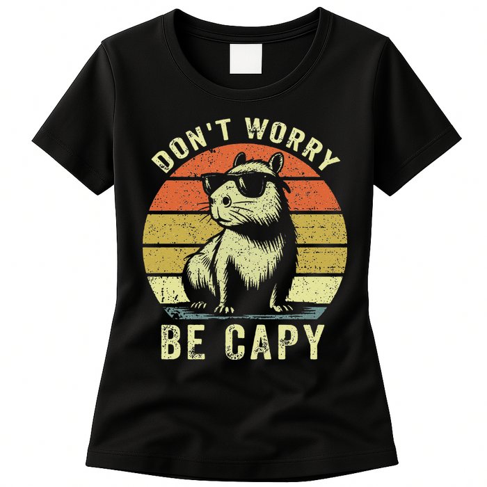 Retro Vintage Funny Capybara Dont Be Worry Be Capy Womens T-Shirt