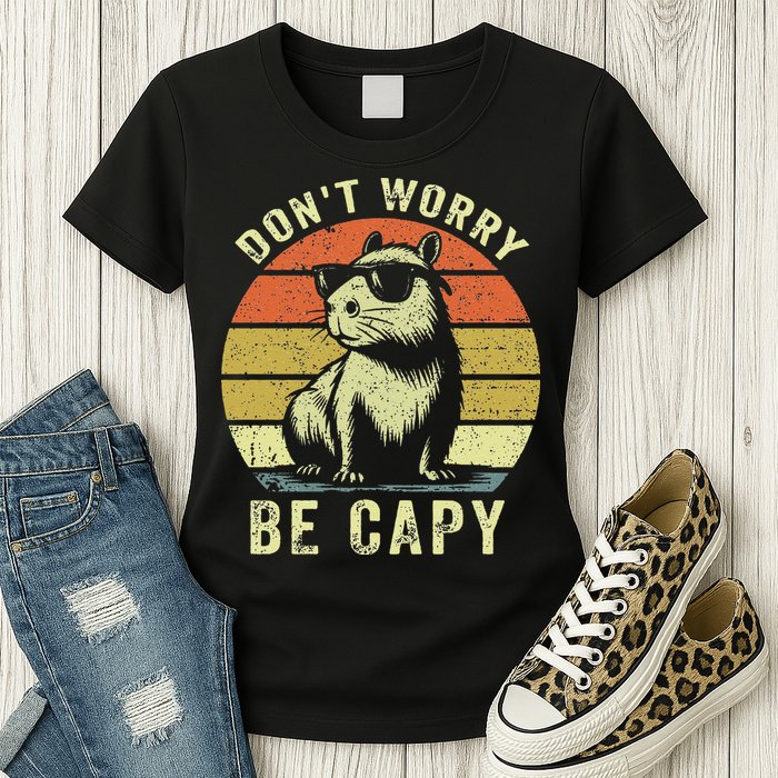 Retro Vintage Funny Capybara Dont Be Worry Be Capy Womens T-Shirt