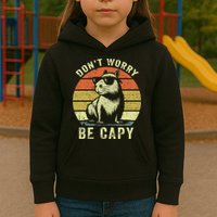Retro Vintage Funny Capybara Dont Be Worry Be Capy Kids Hoodie