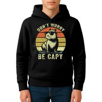 Retro Vintage Funny Capybara Dont Be Worry Be Capy Kids Hoodie