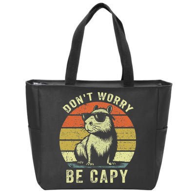 Retro Vintage Funny Capybara Dont Be Worry Be Capy Zip Tote Bag