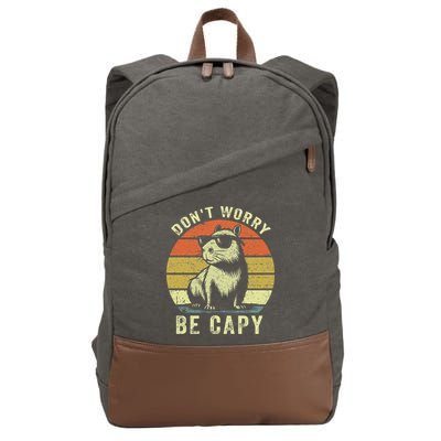 Retro Vintage Funny Capybara Dont Be Worry Be Capy Cotton Canvas Backpack