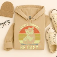 Retro Vintage Funny Capybara Dont Be Worry Be Capy Hoodie