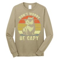 Retro Vintage Funny Capybara Dont Be Worry Be Capy Long Sleeve Shirt