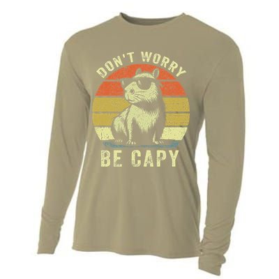Retro Vintage Funny Capybara Dont Be Worry Be Capy Cooling Performance Long Sleeve Crew