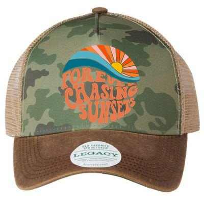 Retro Vintage Forever Chasing Sunsets Aesthetic Legacy Tie Dye Trucker Hat