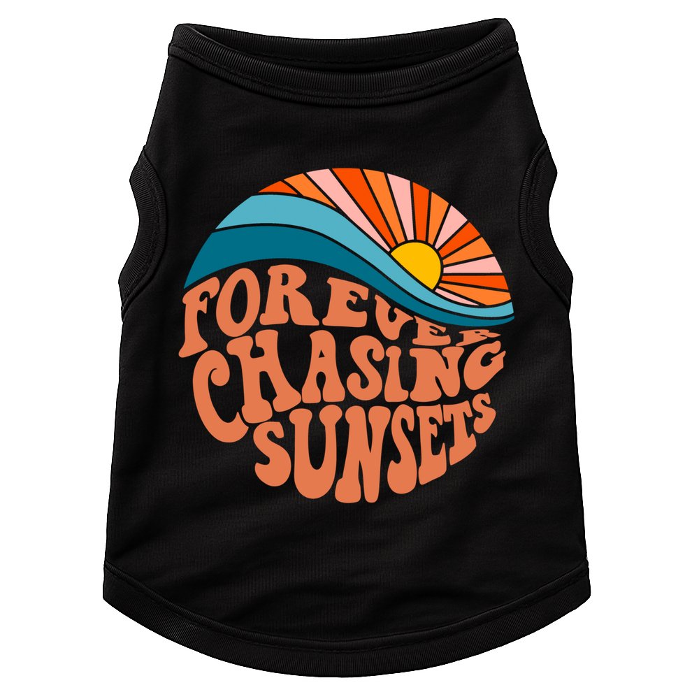Retro Vintage Forever Chasing Sunsets Aesthetic Doggie Tank