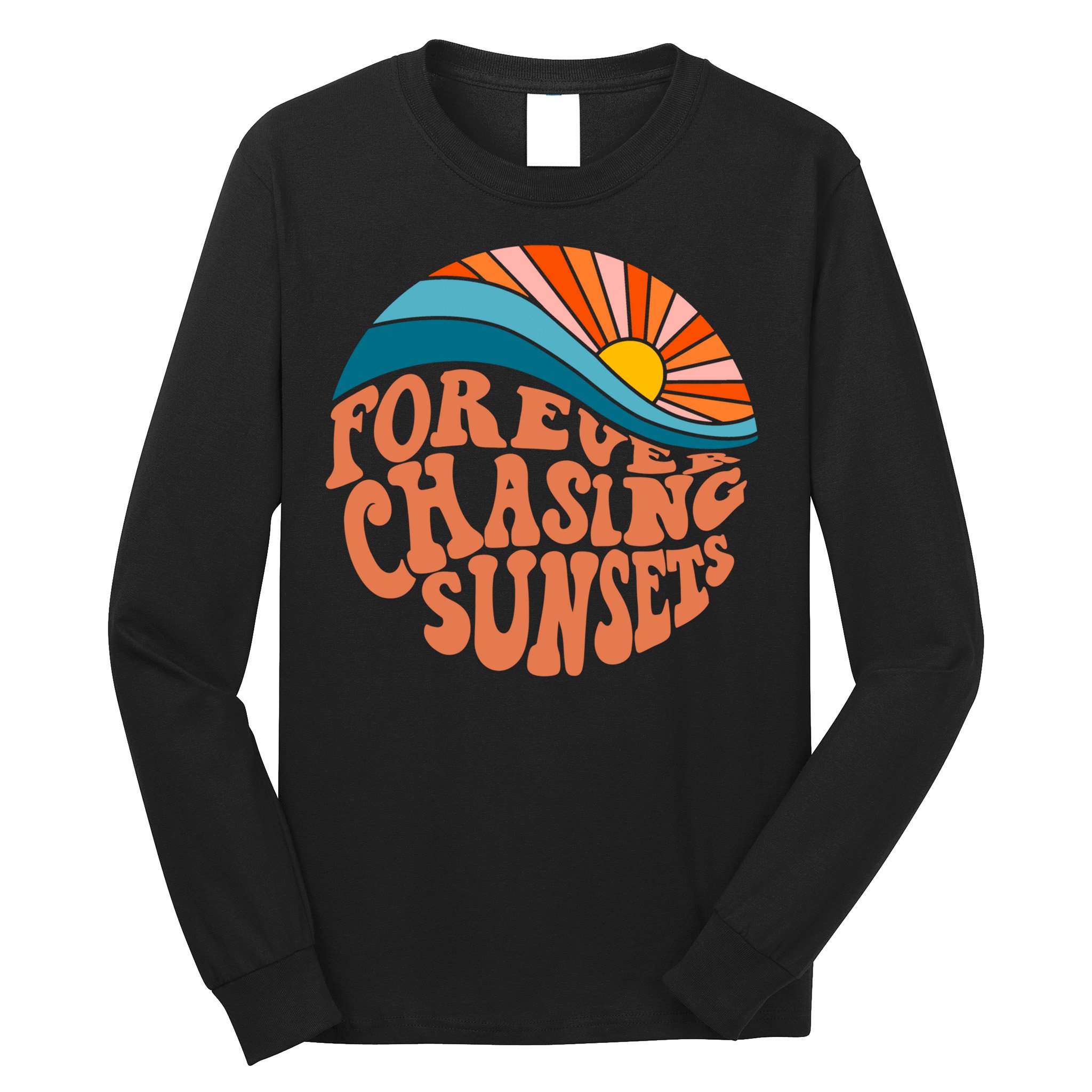 Retro Vintage Forever Chasing Sunsets Aesthetic Long Sleeve Shirt