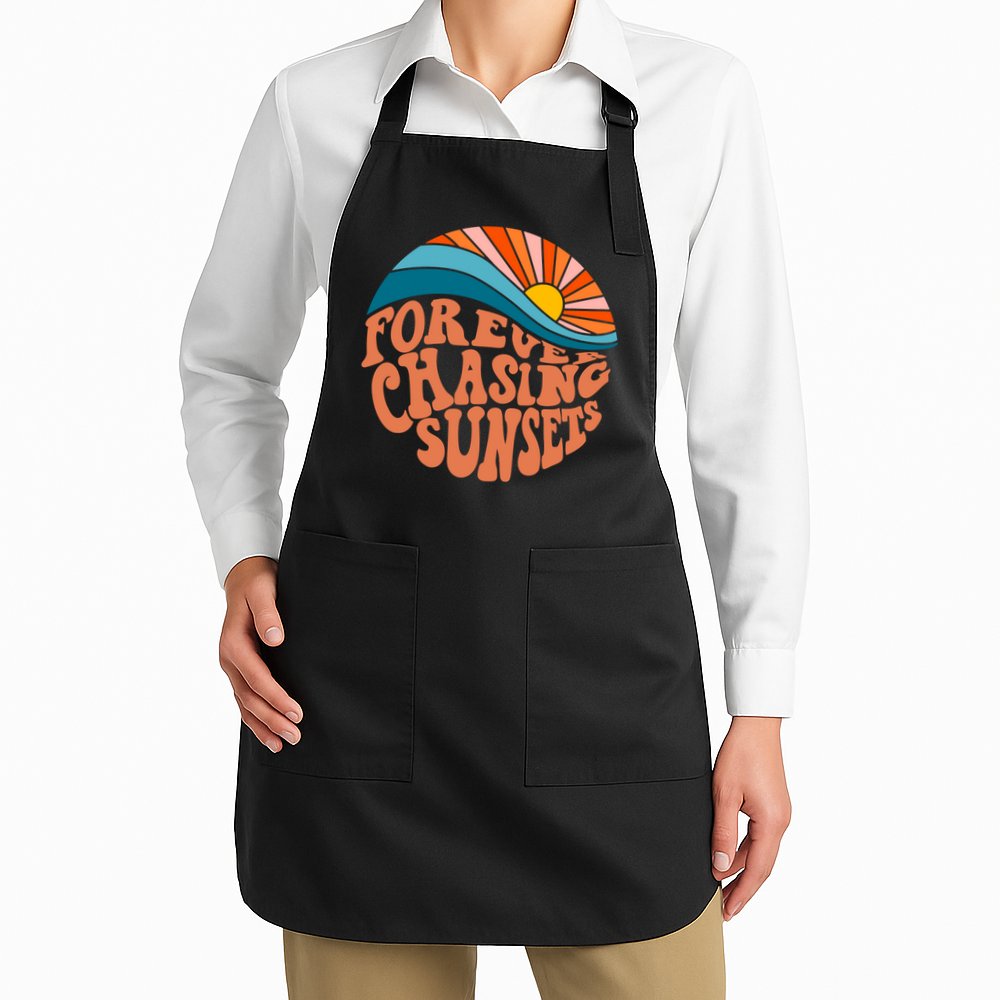 Retro Vintage Forever Chasing Sunsets Aesthetic Apron