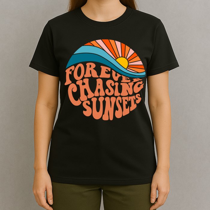 Retro Vintage Forever Chasing Sunsets Aesthetic T-Shirt