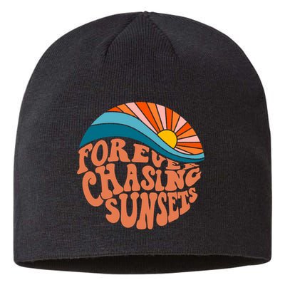 Retro Vintage Forever Chasing Sunsets Aesthetic Sustainable Beanie