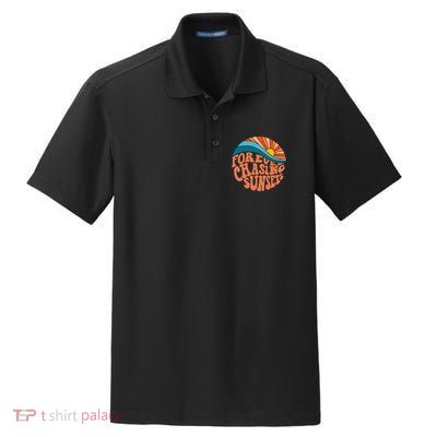 Retro Vintage Forever Chasing Sunsets Aesthetic Dry Zone Grid Polo