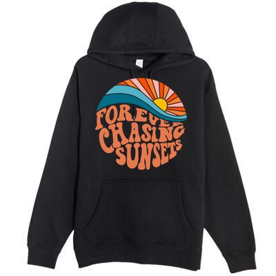Retro Vintage Forever Chasing Sunsets Aesthetic Premium Pullover Hoodie