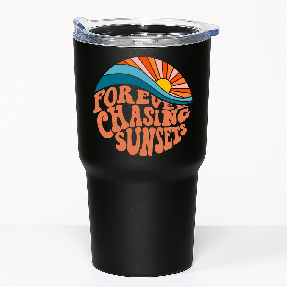 Retro Vintage Forever Chasing Sunsets Aesthetic Tumbler