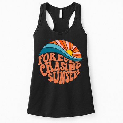 Retro Vintage Forever Chasing Sunsets Aesthetic Womens Tank Top