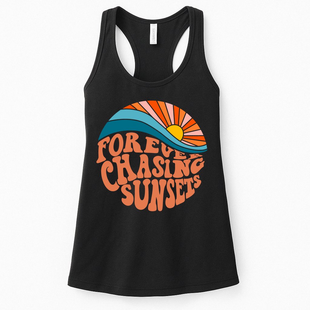 Retro Vintage Forever Chasing Sunsets Aesthetic Womens Tank Top