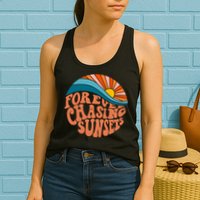 Retro Vintage Forever Chasing Sunsets Aesthetic Womens Tank Top