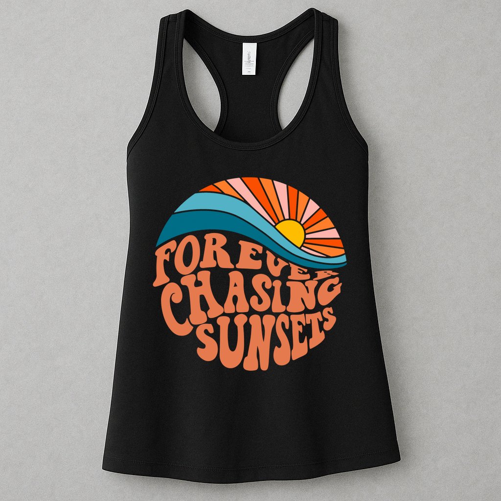 Retro Vintage Forever Chasing Sunsets Aesthetic Womens Tank Top