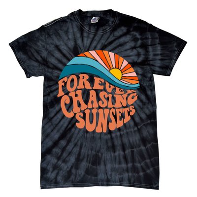 Retro Vintage Forever Chasing Sunsets Aesthetic Tie-Dye T-Shirt