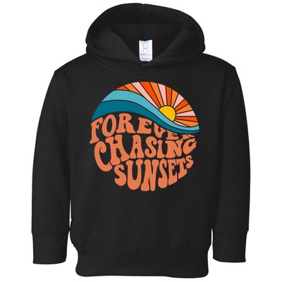 Retro Vintage Forever Chasing Sunsets Aesthetic Toddler Hoodie