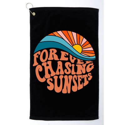 Retro Vintage Forever Chasing Sunsets Aesthetic Golf Towel
