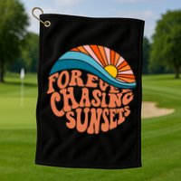 Retro Vintage Forever Chasing Sunsets Aesthetic Golf Towel