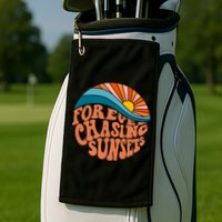Retro Vintage Forever Chasing Sunsets Aesthetic Golf Towel