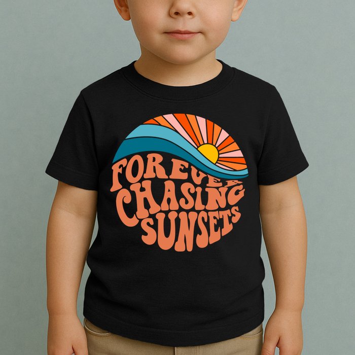 Retro Vintage Forever Chasing Sunsets Aesthetic Toddler T-Shirt