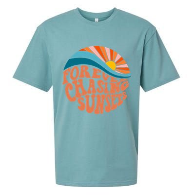 Retro Vintage Forever Chasing Sunsets Aesthetic Sueded Cloud Jersey T-Shirt
