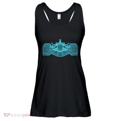 Retro Vintage Formula Racing Lovers Silhouette Gift Ladies Essential Flowy Tank