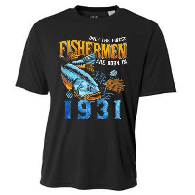 Retro Vintage Fisherman Are Born In 1931 Fishing Birthday Cooling Performance Crew T-Shirt