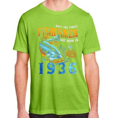 Retro Vintage Fisherman Are Born In 1936 Fishing Birthday Adult ChromaSoft Performance T-Shirt