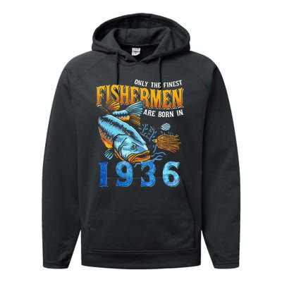 Retro Vintage Fisherman Are Born In 1936 Fishing Birthday Performance Fleece Hoodie