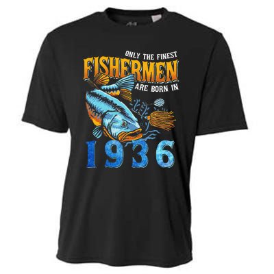 Retro Vintage Fisherman Are Born In 1936 Fishing Birthday Cooling Performance Crew T-Shirt