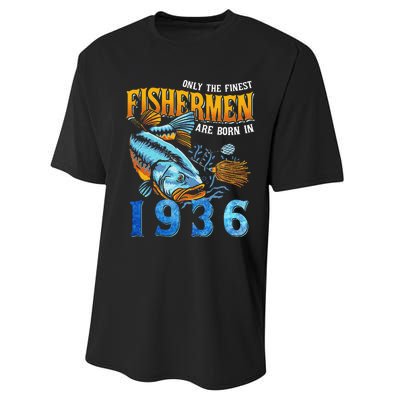 Retro Vintage Fisherman Are Born In 1936 Fishing Birthday Performance Sprint T-Shirt