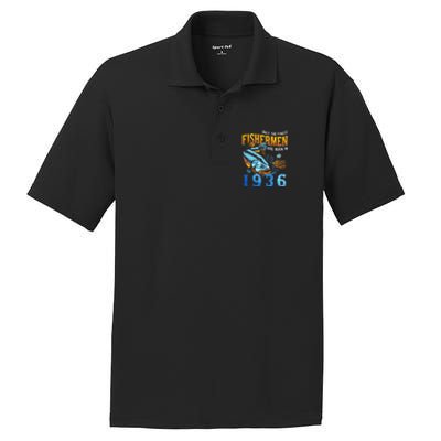 Retro Vintage Fisherman Are Born In 1936 Fishing Birthday PosiCharge RacerMesh Polo