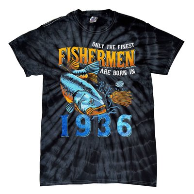 Retro Vintage Fisherman Are Born In 1936 Fishing Birthday Tie-Dye T-Shirt