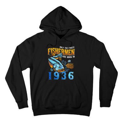 Retro Vintage Fisherman Are Born In 1936 Fishing Birthday Tall Hoodie