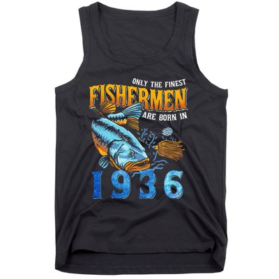 Retro Vintage Fisherman Are Born In 1936 Fishing Birthday Tank Top